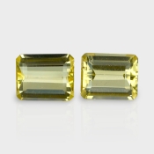 Yellow Beryl 11x9mm Step Cut Octagon AAA Grade Matched Gemstones Pair - 158278