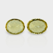 Yellow Beryl 13x10mm Faceted Oval AAA Grade Matched Gemstones Pair - 158306