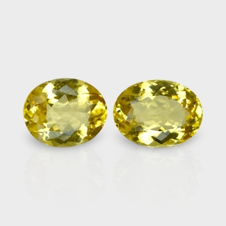 Yellow Beryl 13x10mm Faceted Oval AAA Grade Matched Gemstones Pair - 158306