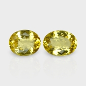 Yellow Beryl 13x10mm Faceted Oval AAA Grade Matched Gemstones Pair - 158306