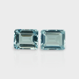 Aquamarine 11x9mm Step Cut Octagon AA Grade Matched Gemstones Pair - 157777