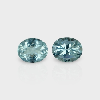 Aquamarine 11x9mm Faceted Oval AA Grade Matched Gemstones Pair - 157784