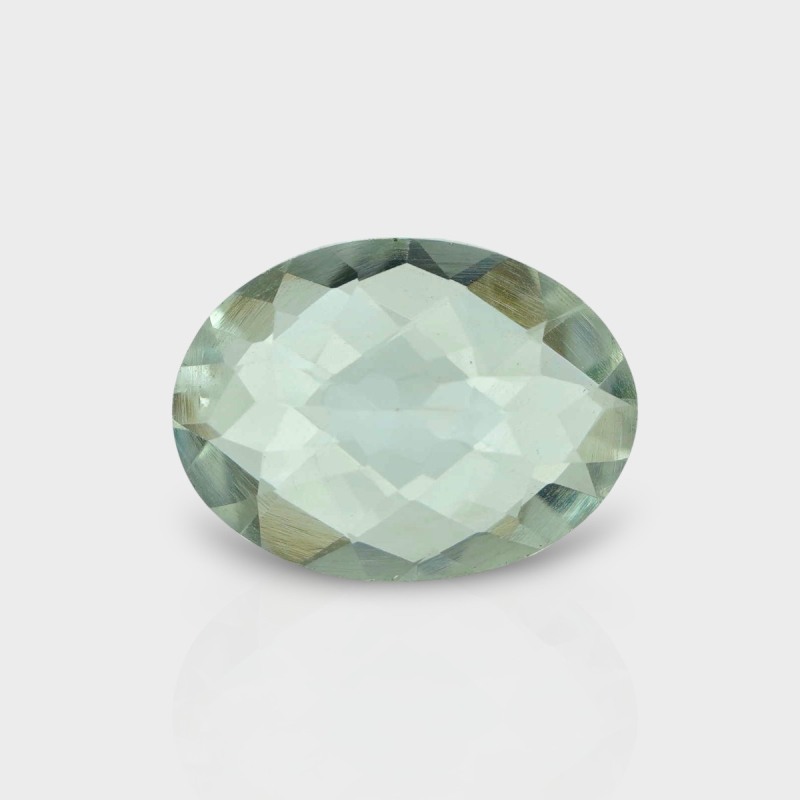 Green Amethyst 13.08x11.76mm Checkerboard Oval AAA Loose Gemstone - 182016