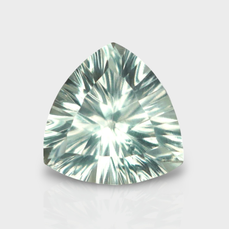Green Amethyst 14mm Concave Cut Trillion AAA Loose Gemstone - 182035