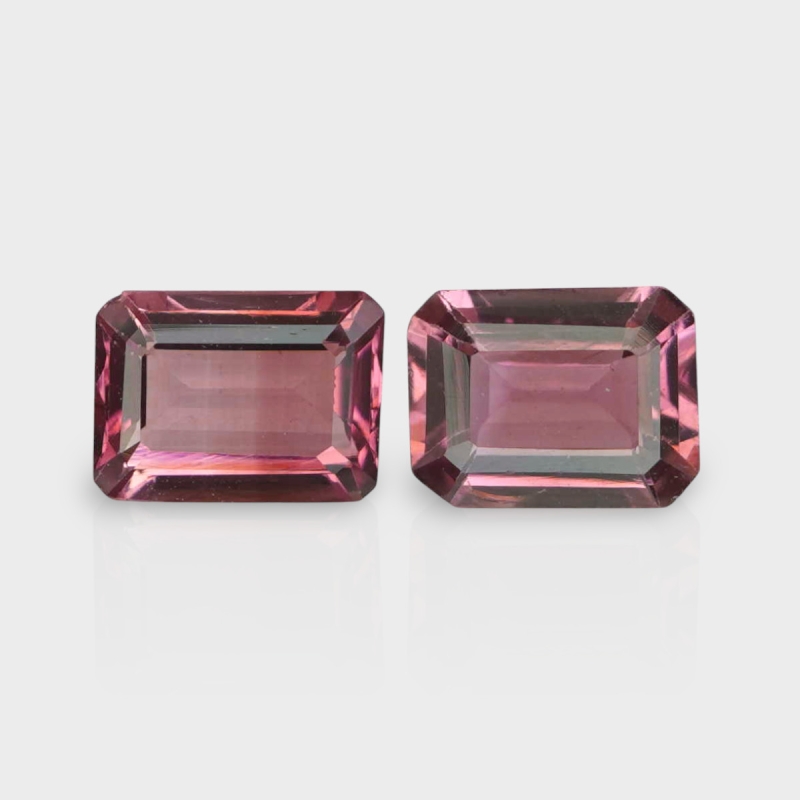Pink Tourmaline 8x6mm Step Cut Octagon AAA Grade Matched Gemstones Pair - 157889
