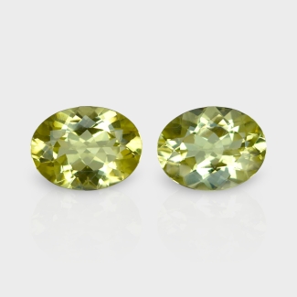 Green Beryl 13x10mm Faceted Oval AAA Grade Matched Gemstones Pair - 158286