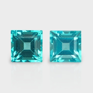 Sea Green Apatite 6mm Step Cut Square AAA Grade Matched Gemstones Pair - 158699