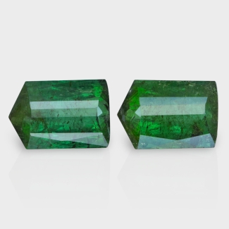 Green Tourmaline 18x12.5mm Step Cut Fancy AAA Grade Matched Gemstones Pair - 158799