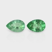 Green Fluorite 15x10mm Concave Cut Pear AAA Grade Matched Gemstones Pair - 159247