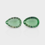Green Fluorite 15x10mm Concave Cut Pear AAA Grade Matched Gemstones Pair - 159247