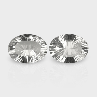 Crystal Quartz 16x12mm Concave Cut Oval AAA Matched Gemstones Pair - 181732