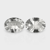 Crystal Quartz 16x12mm Concave Cut Oval AAA Matched Gemstones Pair - 181732