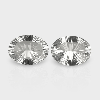 Crystal Quartz 16x12mm Concave Cut Oval AAA Matched Gemstones Pair - 181733