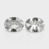 Crystal Quartz 16x12mm Concave Cut Oval AAA Matched Gemstones Pair - 181733