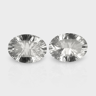 Crystal Quartz 16x12mm Concave Cut Oval AAA Matched Gemstones Pair - 181734