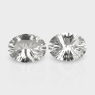 Crystal Quartz 16x12mm Concave Cut Oval AAA Matched Gemstones Pair - 181735