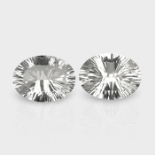 Crystal Quartz 16x12mm Concave Cut Oval AAA Matched Gemstones Pair - 181735