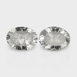 Crystal Quartz 20x15mm Concave Cut Oval AAA Matched Gemstones Pair - 181739