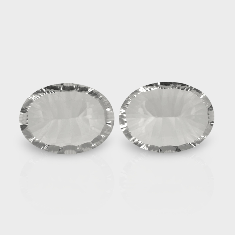 Crystal Quartz 20x15mm Concave Cut Oval AAA Matched Gemstones Pair - 181741