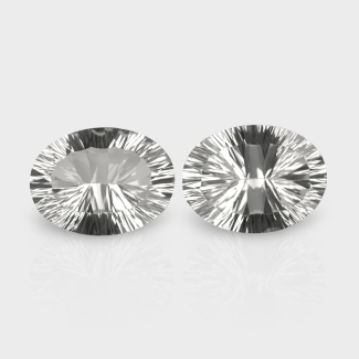 Crystal Quartz 20x15mm Concave Cut Oval AAA Matched Gemstones Pair - 181741