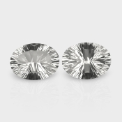 Crystal Quartz 20x15mm Concave Cut Oval AAA Matched Gemstones Pair - 181741