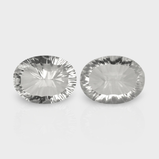 Crystal Quartz 19x15mm Concave Cut Oval AAA Matched Gemstones Pair - 181929