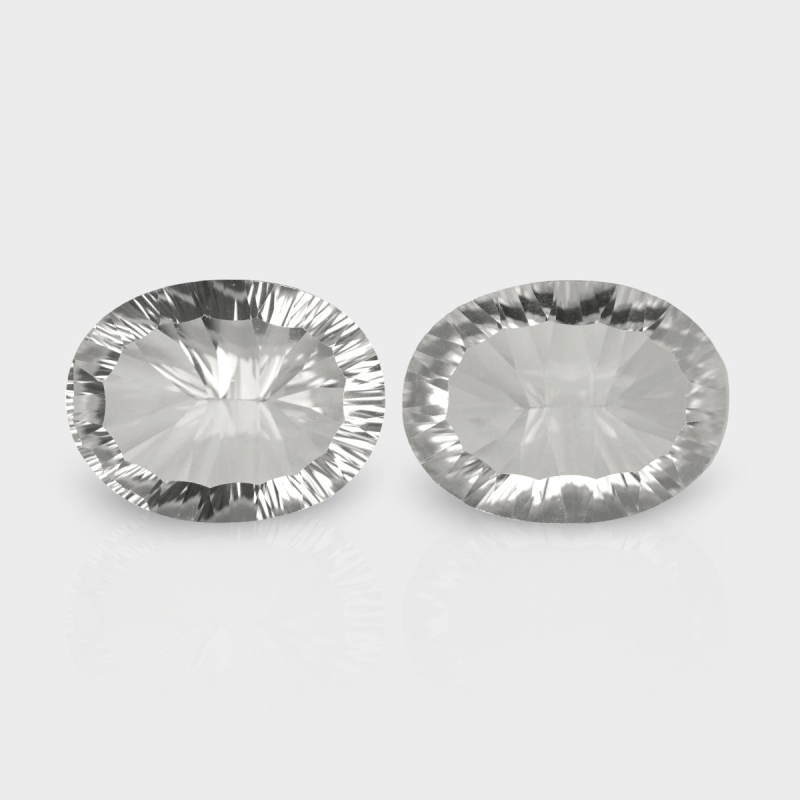 Crystal Quartz 19x15mm Concave Cut Oval AAA Matched Gemstones Pair - 181929