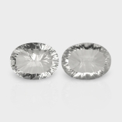 Crystal Quartz 19x15mm Concave Cut Oval AAA Matched Gemstones Pair - 181929