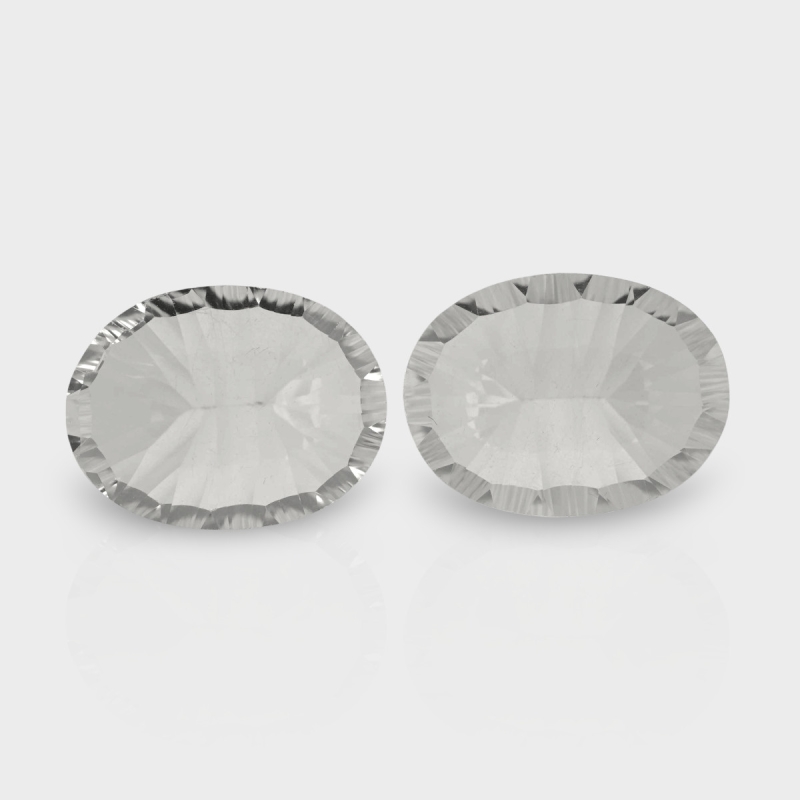 Crystal Quartz 19x15mm Concave Cut Oval AAA Matched Gemstones Pair - 181929