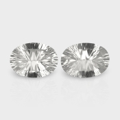 Crystal Quartz 18x13mm Concave Cut Oval AAA Matched Gemstones Pair - 181930