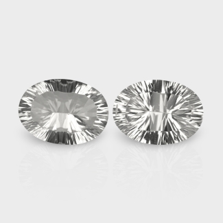Crystal Quartz 18x13mm Concave Cut Oval AAA Matched Gemstones Pair - 181931