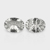 Crystal Quartz 18x13mm Concave Cut Oval AAA Matched Gemstones Pair - 181931
