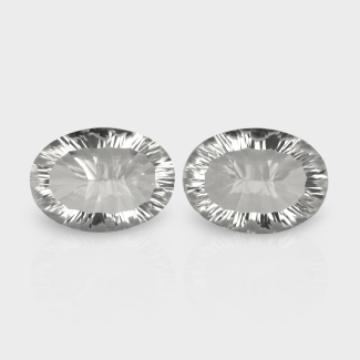 Crystal Quartz 18x13mm Concave Cut Oval AAA Matched Gemstones Pair - 181933