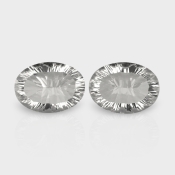 Crystal Quartz 18x13mm Concave Cut Oval AAA Matched Gemstones Pair - 181933