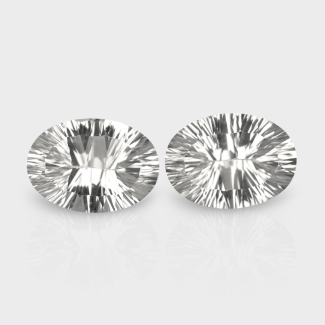 Crystal Quartz 18x13mm Concave Cut Oval AAA Matched Gemstones Pair - 181934