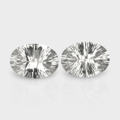 Crystal Quartz 18x13mm Concave Cut Oval AAA Matched Gemstones Pair - 181934