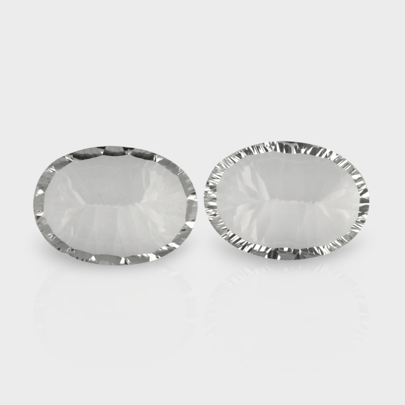 Crystal Quartz 18x13mm Concave Cut Oval AAA Matched Gemstones Pair - 181935