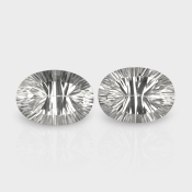 Crystal Quartz 18x13mm Concave Cut Oval AAA Matched Gemstones Pair - 181935