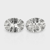 Crystal Quartz 18x13mm Concave Cut Oval AAA Matched Gemstones Pair - 181936