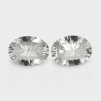 Crystal Quartz 18x13mm Concave Cut Oval AAA Matched Gemstones Pair - 181937