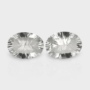 Crystal Quartz 18x13mm Concave Cut Oval AAA Matched Gemstones Pair - 181937