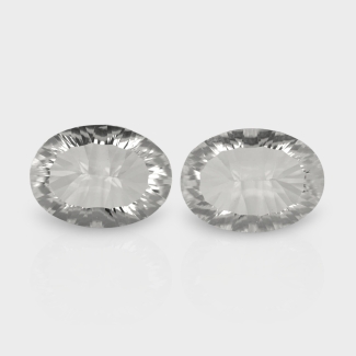 Crystal Quartz 18x13mm Concave Cut Oval AAA Matched Gemstones Pair - 181938