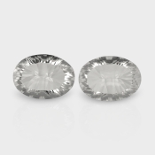 Crystal Quartz 18x13mm Concave Cut Oval AAA Matched Gemstones Pair - 181938