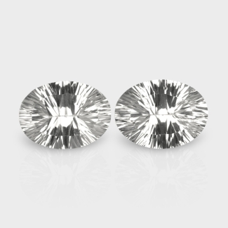 Crystal Quartz 16x12mm Concave Cut Oval AAA Matched Gemstones Pair - 181939