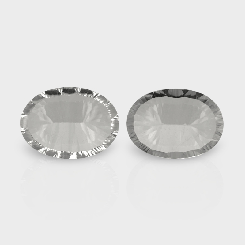 Crystal Quartz 18x13mm Concave Cut Oval AAA Matched Gemstones Pair - 181942