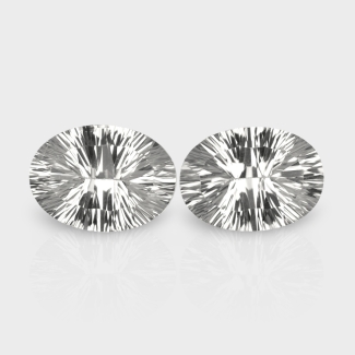 Crystal Quartz 18x13mm Concave Cut Oval AAA Matched Gemstones Pair - 181942