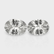 Crystal Quartz 18x13mm Concave Cut Oval AAA Matched Gemstones Pair - 181942