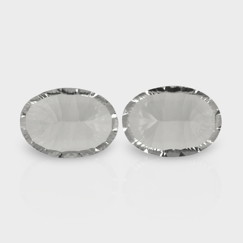 Crystal Quartz 18x13mm Concave Cut Oval AAA Matched Gemstones Pair - 181943
