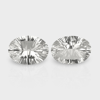 Crystal Quartz 18x13mm Concave Cut Oval AAA Matched Gemstones Pair - 181943