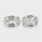 Crystal Quartz 18x13mm Concave Cut Oval AAA Matched Gemstones Pair - 181943